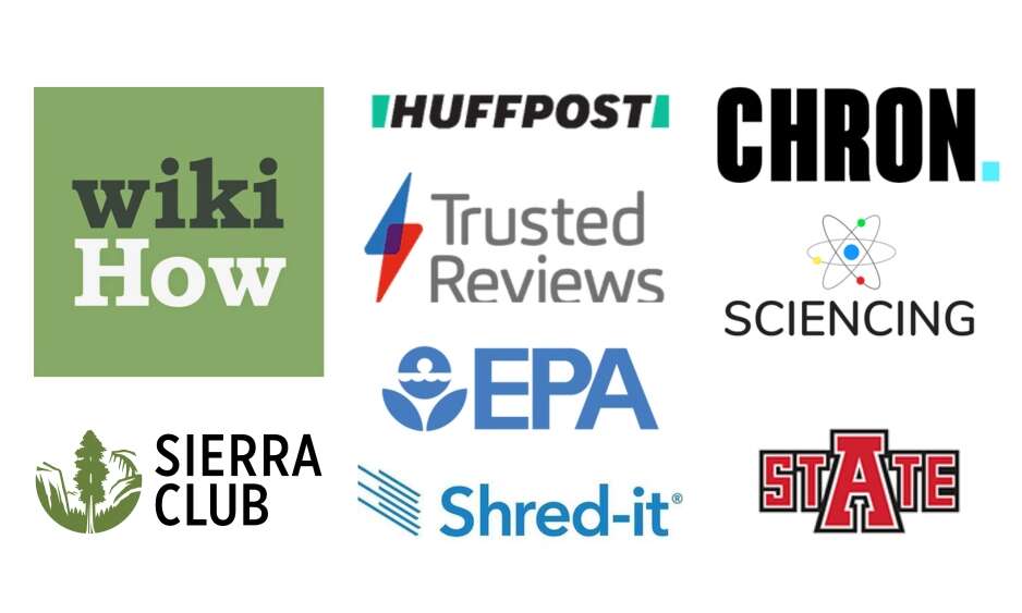 Wikihow HuffPost Trusted Reviews EPA Chron Sciencing BBC STATE EPA.gov Shred it